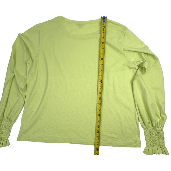 Lisa Todd Cuff Love Pop T-shirt 100% Pima Cotton Smocked Ruffle Lime Green L - Picture 8 of 10